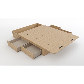 Canapé con cajones CURVA BOX 150 x 190 / Tapa deslizante / 4 cajones con arcón en cabecero y esquinas redondeadas. - Imagen 2