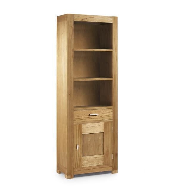 Librería natural 1 cajón + 1 puerta + 3 huecos en madera natural maciza 70 x 40 x 190 - Imagen 1