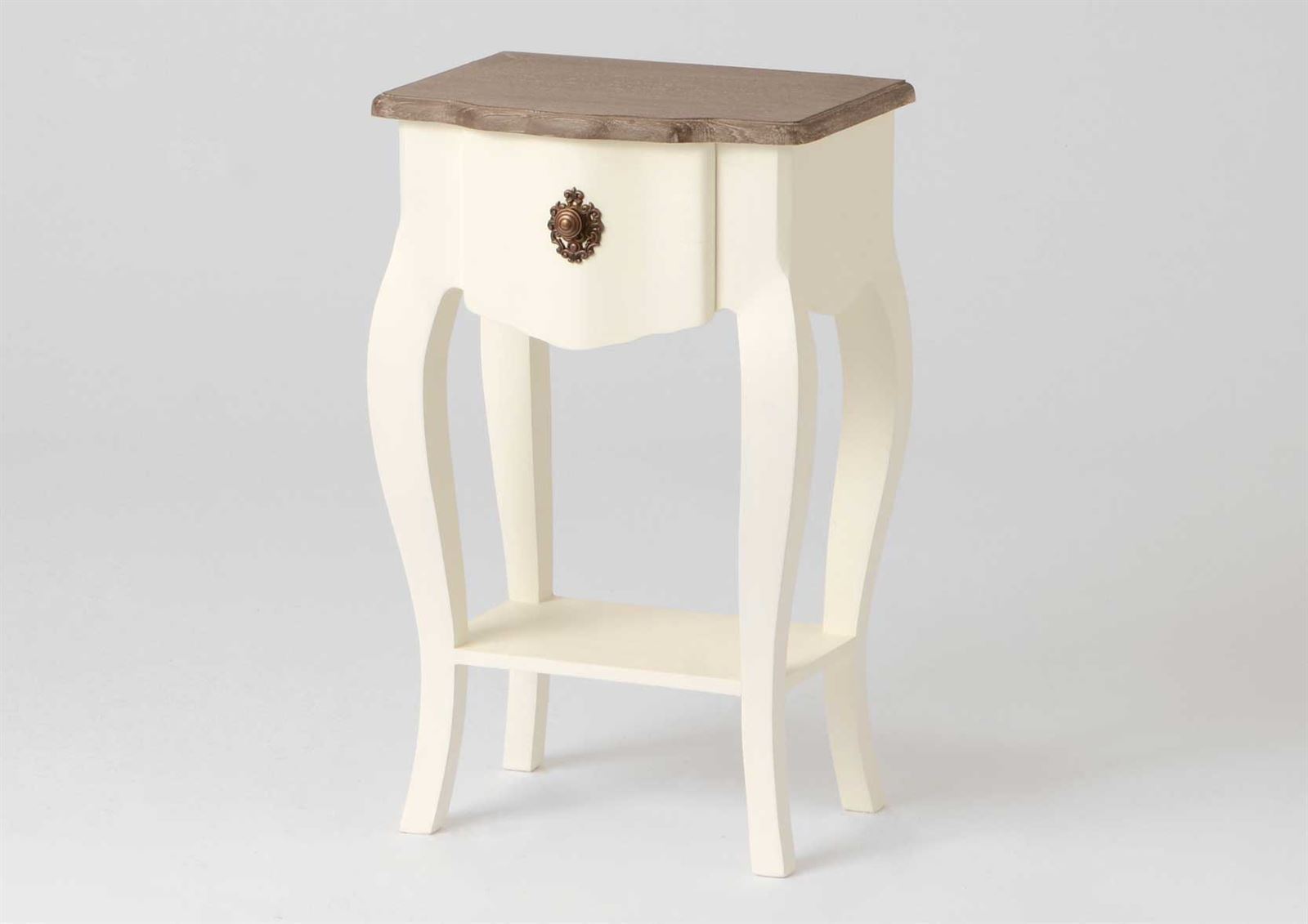 Mesita Celestine 1 cajón y balda blanco/madera 40 x 30 x 65 - Imagen 1