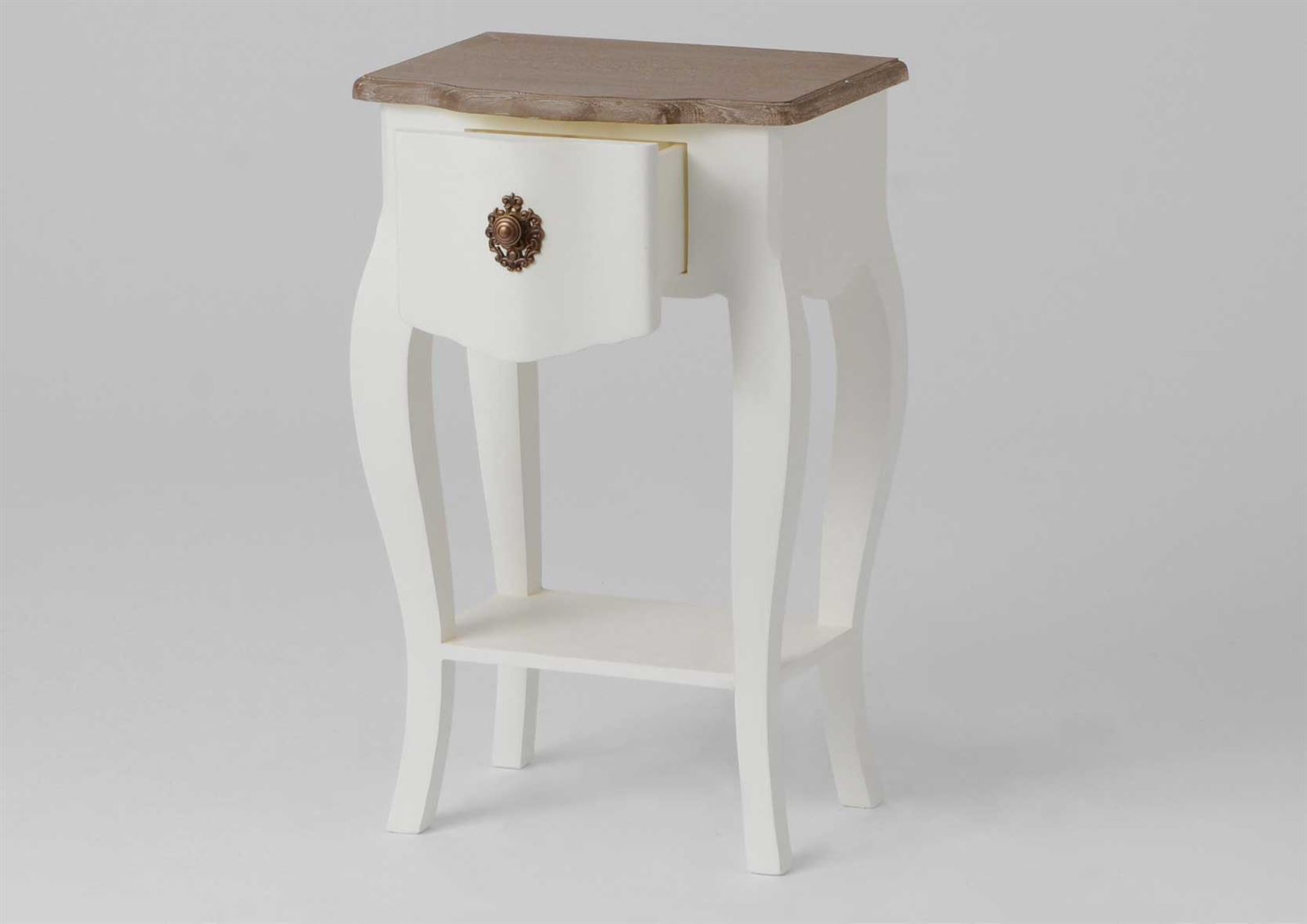 Mesita Celestine 1 cajón y balda blanco/madera 40 x 30 x 65 - Imagen 2