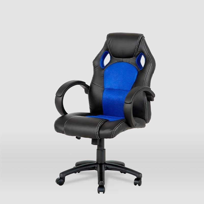 Silla gaming Olimpia NEGRO/AZUL con respaldo abatible pata estrella 5 ruedas y apoyabrazos - Imagen 1