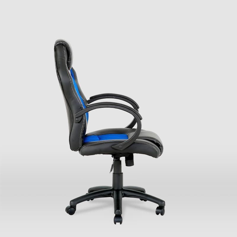 Silla gaming Olimpia NEGRO/AZUL con respaldo abatible pata estrella 5 ruedas y apoyabrazos - Imagen 2