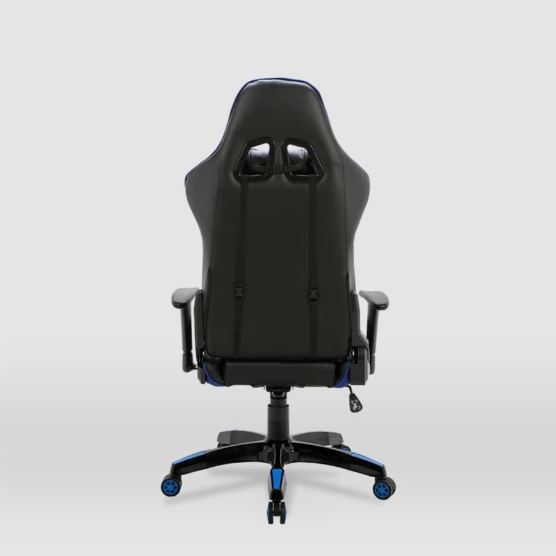 Silla gaming Regina AZUL / NEGRO con pata estrella 5 ruedas, apoyabrazos,  abatible y cojines lumbares - Imagen 3