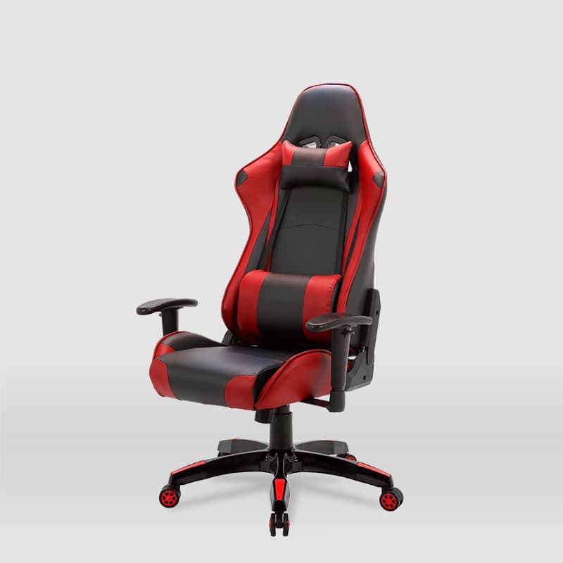 Silla gaming Regina ROJO / NEGRO con pata estrella 5 ruedas, apoyabrazos, abatible y cojines lumbares - Imagen 1