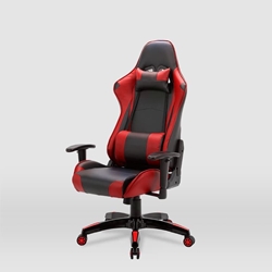 Silla gaming Regina ROJO / NEGRO con pata estrella 5 ruedas, apoyabrazos,  abatible y cojines lumbares - Imagen 1
