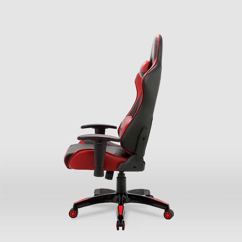 Silla gaming Regina ROJO / NEGRO con pata estrella 5 ruedas, apoyabrazos, abatible y cojines lumbares - Imagen 3