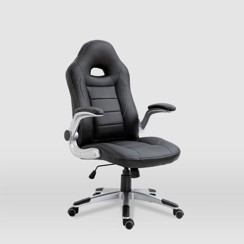 Silla gaming Victoria NEGRO con pata estrella 5 ruedas, apoyabrazos abatible y reposacabezas - Imagen 1