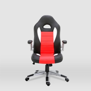 Silla gaming Victoria NEGRO / ROJO con pata estrella 5 ruedas, apoyabrazos abatible y reposacabezas - Imagen 1