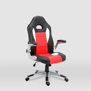 Silla gaming Victoria NEGRO / ROJO con pata estrella 5 ruedas, apoyabrazos abatible y reposacabezas - Imagen 2