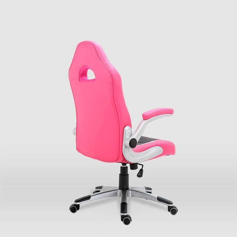 Silla gaming Victoria ROSA / NEGRO con pata estrella 5 ruedas, apoyabrazos abatible y reposacabezas - Imagen 3