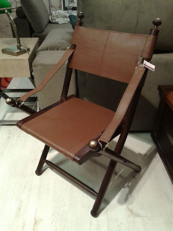 Silla Tarton plegable 56 x 53 x 90 madera y piel - Imagen 2