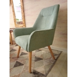 Sillón BRUGGE tapizado Nilo Menta patas madera maciza natural 74 x 75 x 101 - Imagen 2