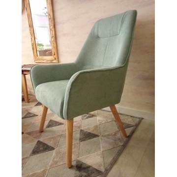 Sillón BRUGGE tapizado Nilo Menta patas madera maciza natural 74 x 75 x 101 - Imagen 2