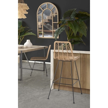 Taburete ratán sintético color natural/negro 53 x 58 x 109CM - Imagen 2