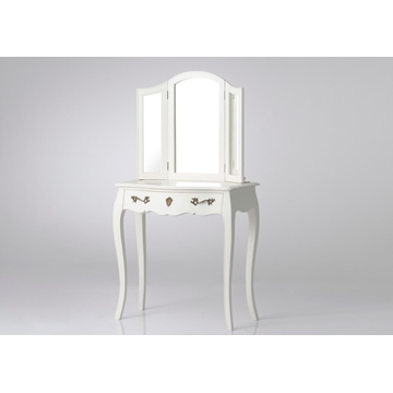 Tocador madera blanco con espejo y cajon 80 x 40 x 145 - Imagen 1